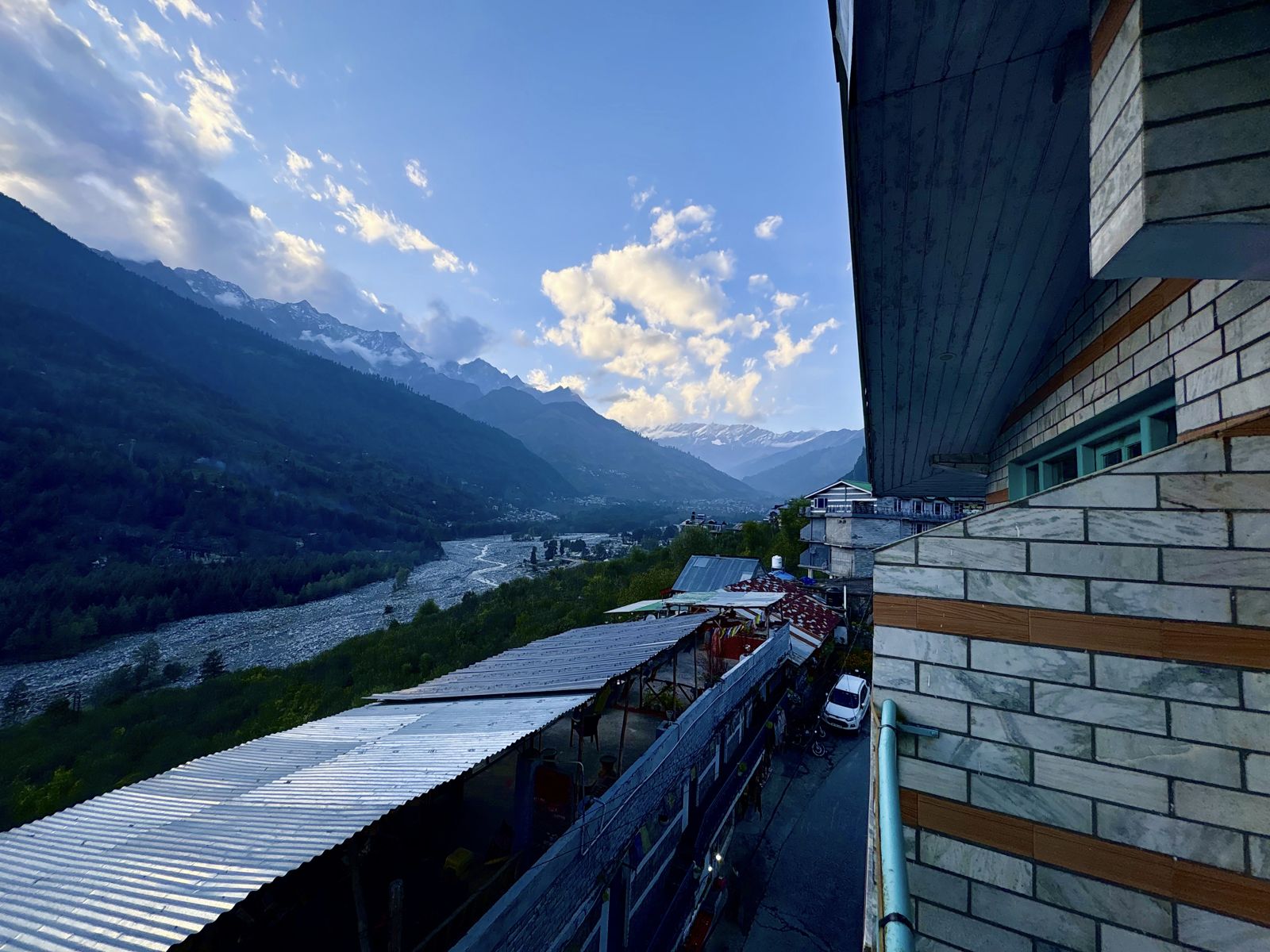 Mountains and river valley below Vashisht, Manali